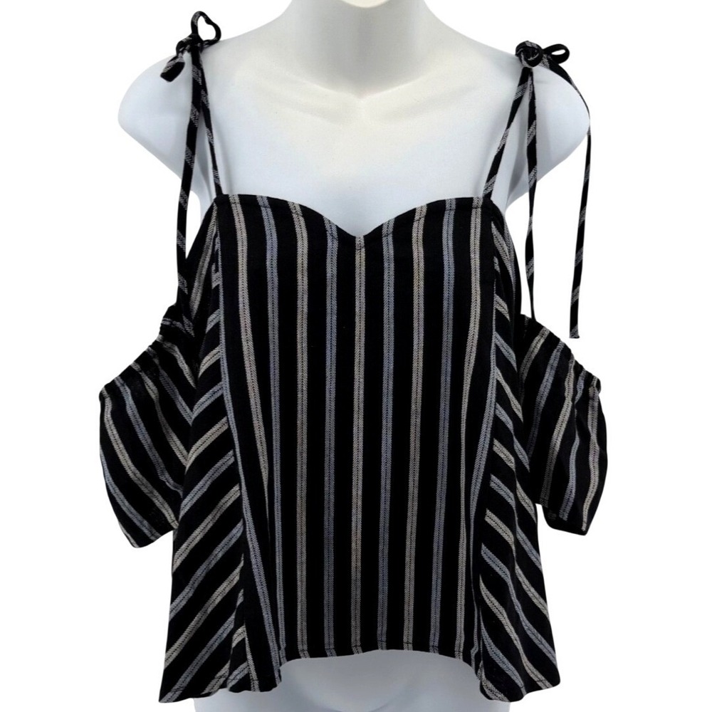 Moon River Anthropologie Striped Cold Shoulder Top Women Boho Blouse XS NWT
